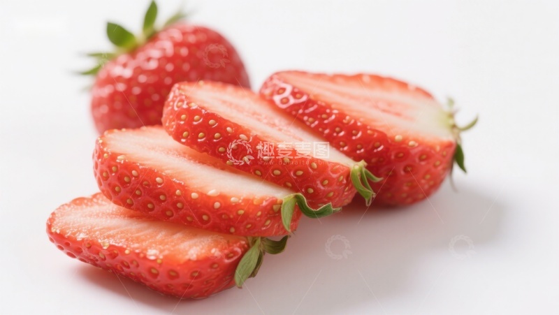 高清大图下载【趣麦麦图】新鲜草莓切片展示