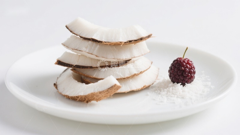 高清大图下载【趣麦麦图】椰子片与黑莓配椰蓉