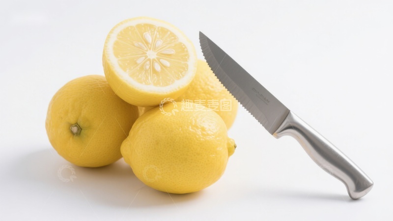 高清大图下载【趣麦麦图】新鲜柠檬与刀具