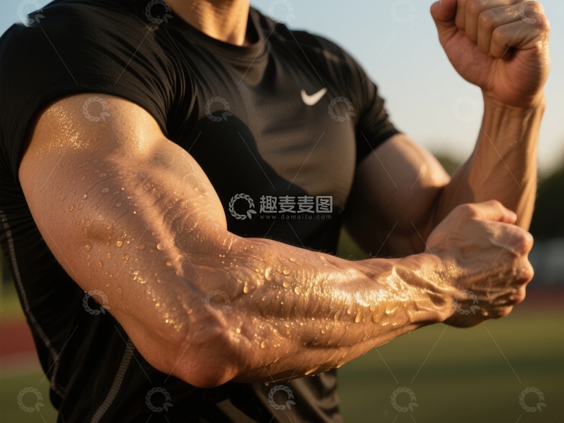 高清大图下载【趣麦麦图】汗水淋漓的运动员展示肌肉