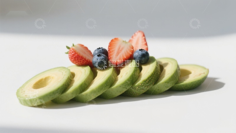 高清大图下载【趣麦麦图】切片牛油果配草莓蓝莓
