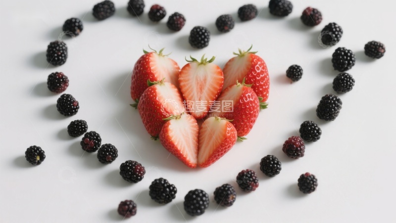 高清大图下载【趣麦麦图】草莓黑莓心形排列