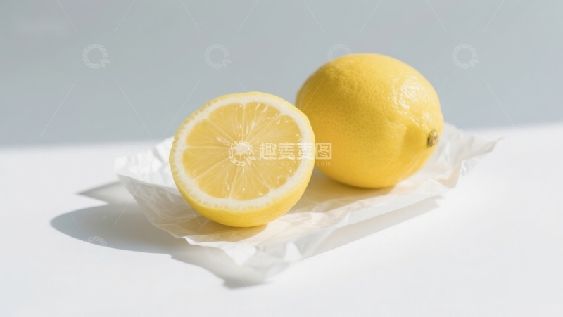 高清大图下载【趣麦麦图】新鲜柠檬切片与整果静置