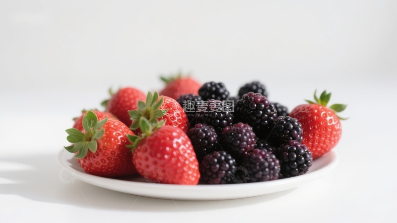 高清大图下载【趣麦麦图】新鲜草莓与黑莓的诱人组合