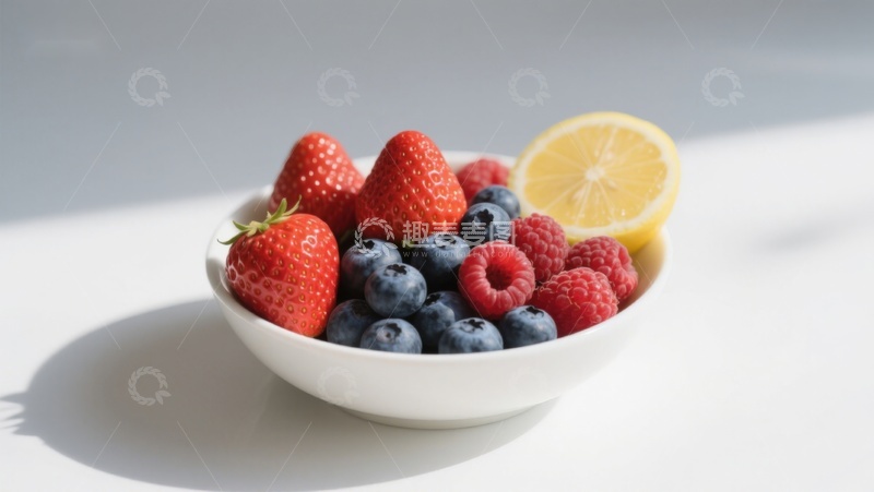 高清大图下载【趣麦麦图】新鲜水果碗与柠檬片