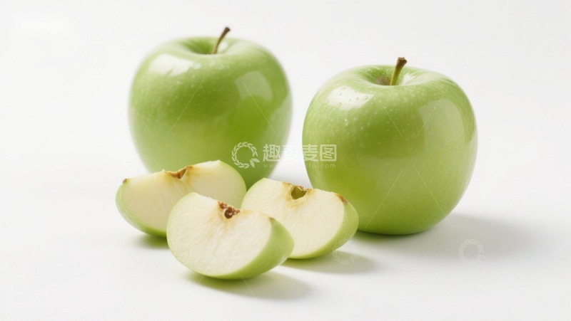 高清大图下载【趣麦麦图】新鲜青苹果与切片展示