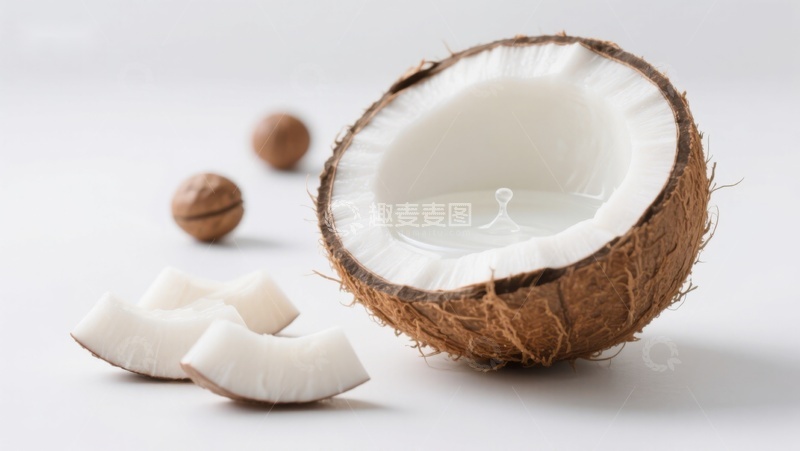高清大图下载【趣麦麦图】新鲜椰子与椰肉特写