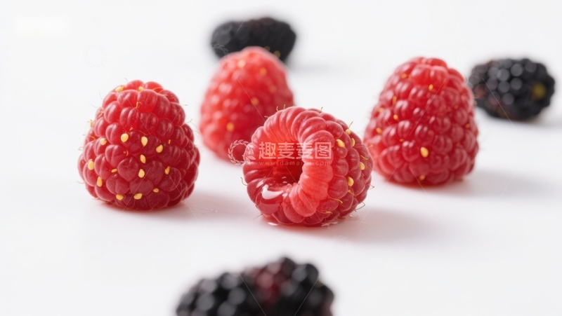 高清大图下载【趣麦麦图】新鲜覆盆子与黑莓特写