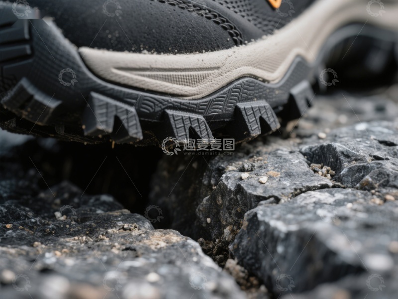 高清大图下载【趣麦麦图】坚固鞋底踏在粗糙石块上