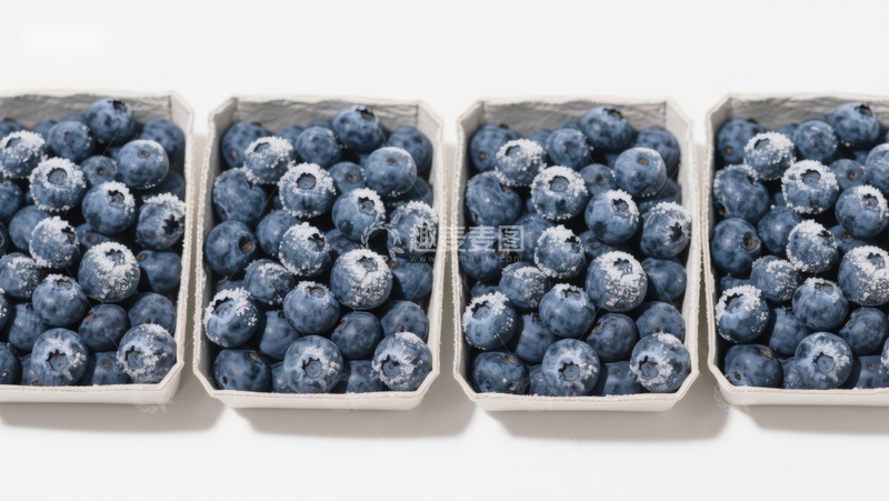 高清大图下载【趣麦麦图】四盒冷冻蓝莓整齐排列