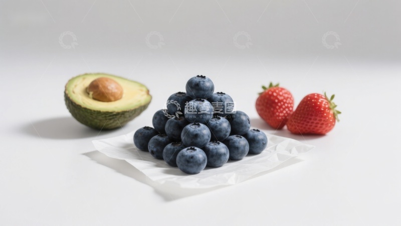 高清大图下载【趣麦麦图】新鲜蓝莓、草莓与牛油果的组合