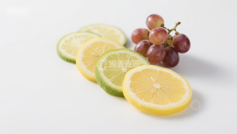 高清大图下载【趣麦麦图】柠檬切片与葡萄的清新组合