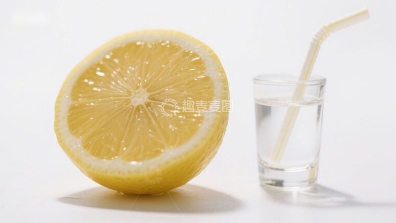高清大图下载【趣麦麦图】柠檬切片与清水玻璃杯