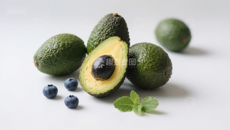 高清大图下载【趣麦麦图】新鲜牛油果与蓝莓的健康组合