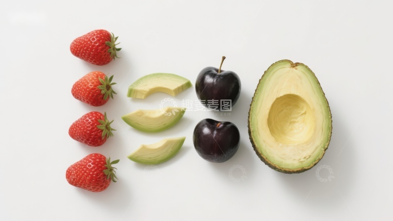 高清大图下载【趣麦麦图】草莓、李子与牛油果的排列组合