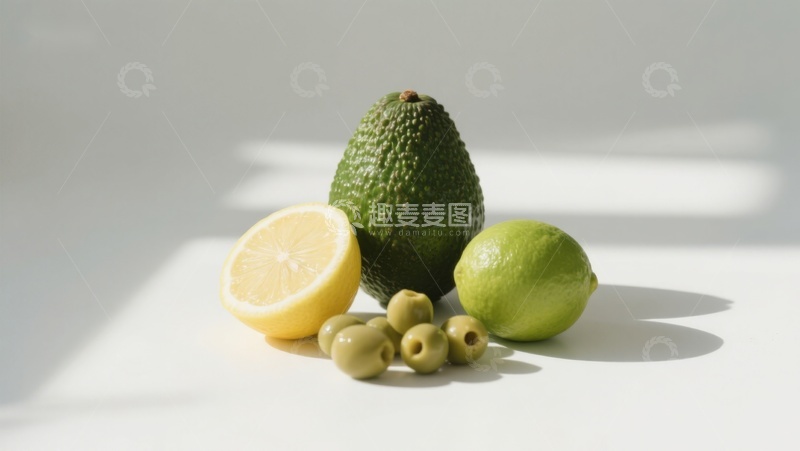 高清大图下载【趣麦麦图】新鲜水果与橄榄的静物组合