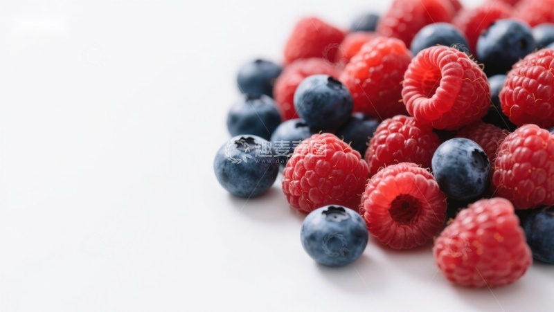 高清大图下载【趣麦麦图】新鲜蓝莓与覆盆子特写