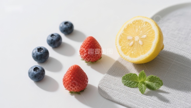 高清大图下载【趣麦麦图】新鲜水果与薄荷的清新组合