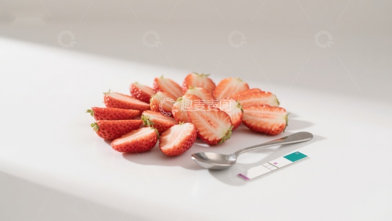 高清大图下载【趣麦麦图】切片草莓与量勺静物图