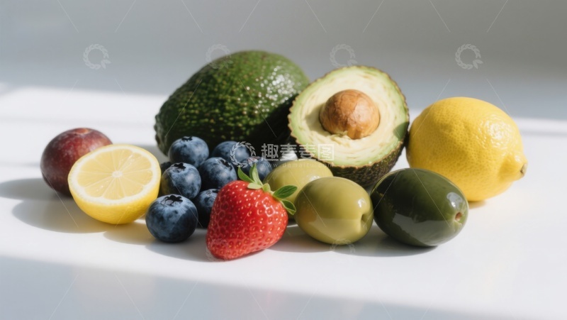 高清大图下载【趣麦麦图】新鲜水果与橄榄的静物组合