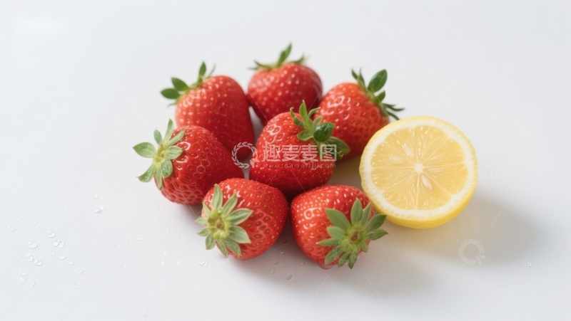 高清大图下载【趣麦麦图】新鲜草莓与柠檬片