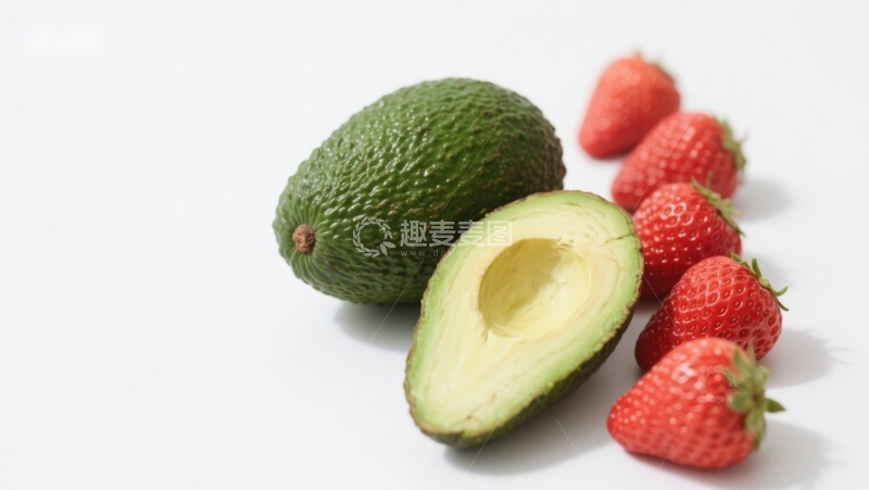 高清大图下载【趣麦麦图】新鲜牛油果与草莓的组合