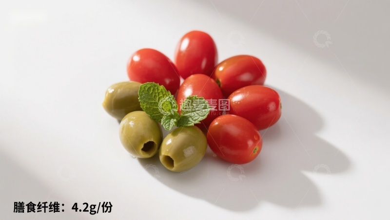 高清大图下载【趣麦麦图】樱桃番茄与青橄榄的健康搭配