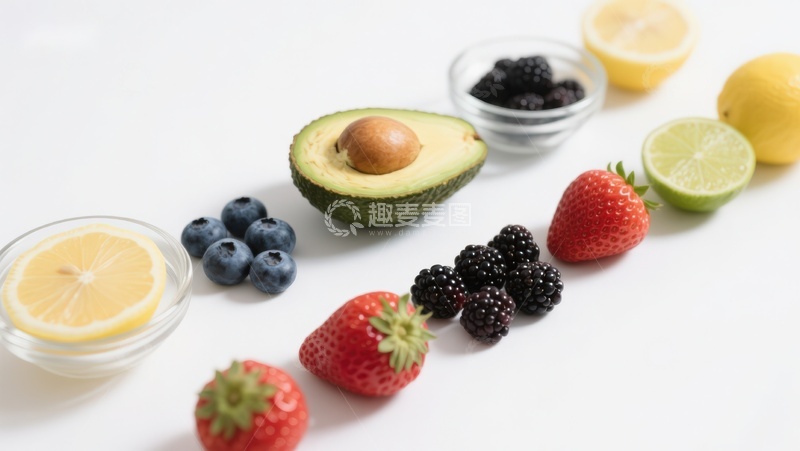 高清大图下载【趣麦麦图】新鲜水果与浆果的健康组合