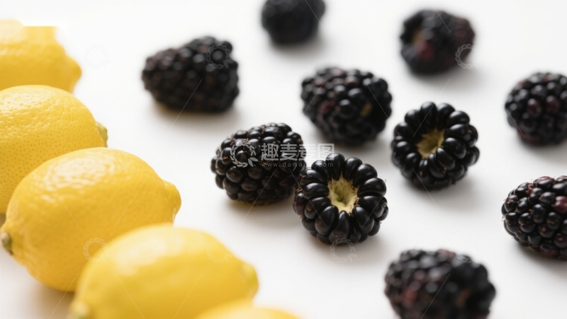 高清大图下载【趣麦麦图】柠檬与黑莓的清新组合