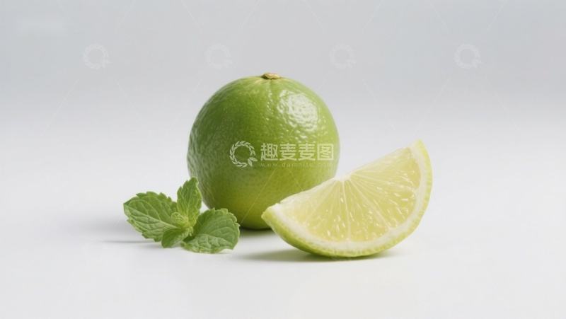 高清大图下载【趣麦麦图】青柠切片与薄荷叶