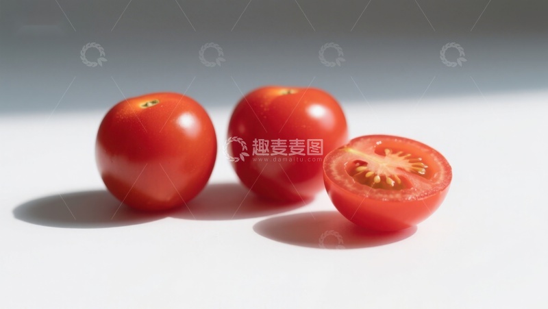 高清大图下载【趣麦麦图】新鲜番茄与切片展示