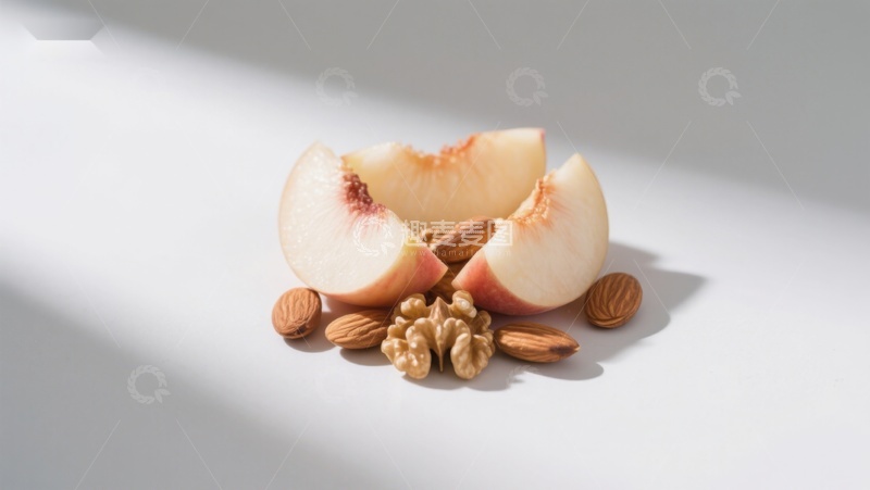 高清大图下载【趣麦麦图】桃子切片与坚果组合