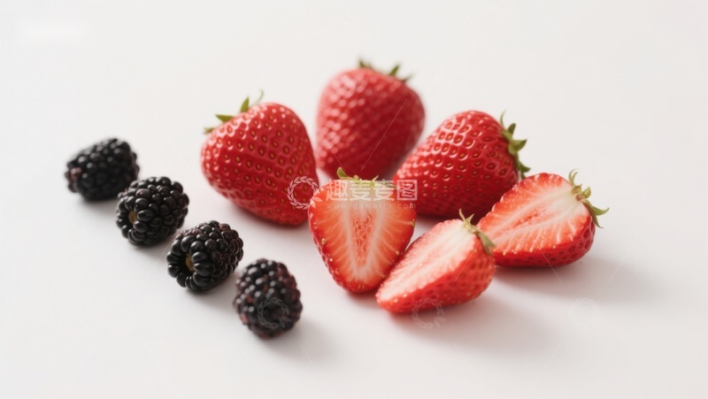 高清大图下载【趣麦麦图】新鲜草莓与黑莓的排列