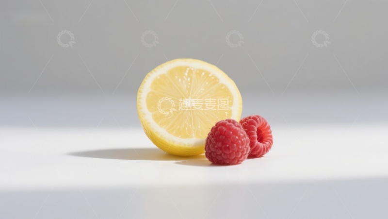 高清大图下载【趣麦麦图】柠檬切片与覆盆子的清新组合