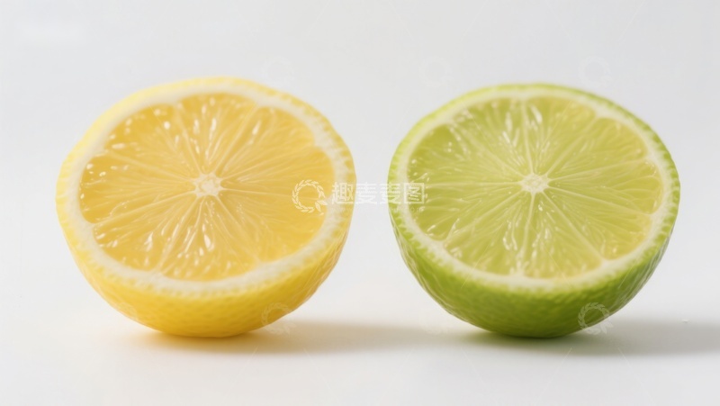 高清大图下载【趣麦麦图】柠檬与青柠的切面对比