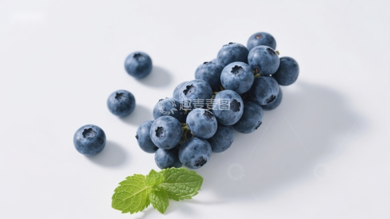 高清大图下载【趣麦麦图】新鲜蓝莓与薄荷叶