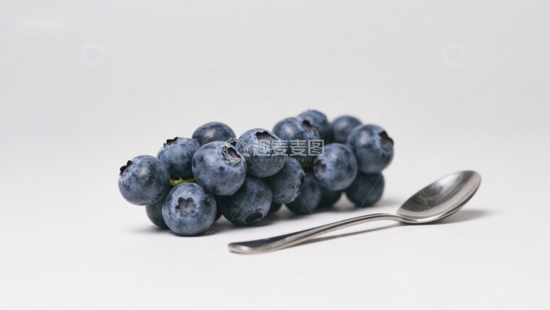 高清大图下载【趣麦麦图】蓝莓与银勺静物图