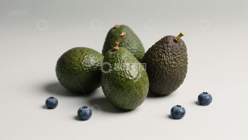 高清大图下载【趣麦麦图】新鲜牛油果与蓝莓的静物组合