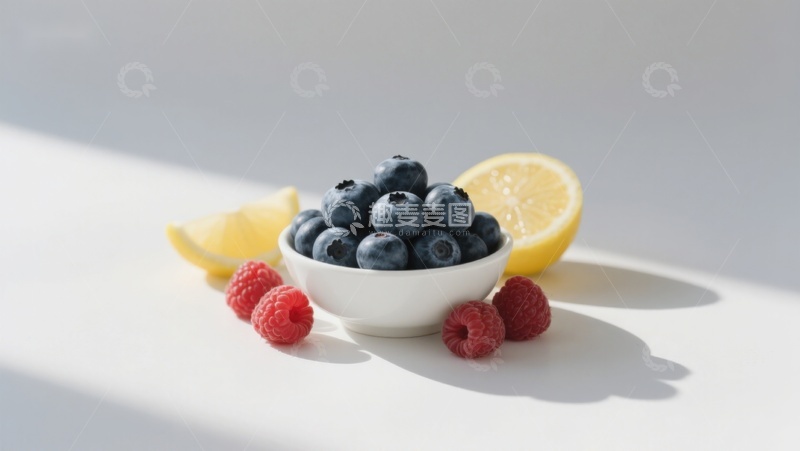 高清大图下载【趣麦麦图】蓝莓与柠檬的清新组合