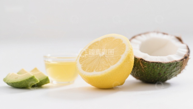 高清大图下载【趣麦麦图】柠檬椰子与果汁的清新组合