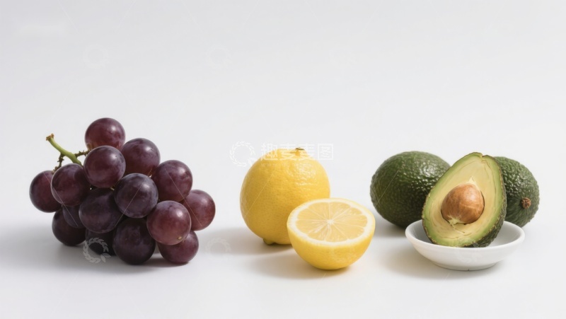 高清大图下载【趣麦麦图】葡萄柠檬与牛油果的静物组合