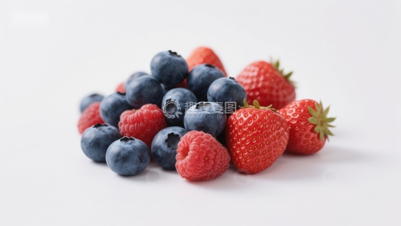高清大图下载【趣麦麦图】新鲜蓝莓草莓堆叠