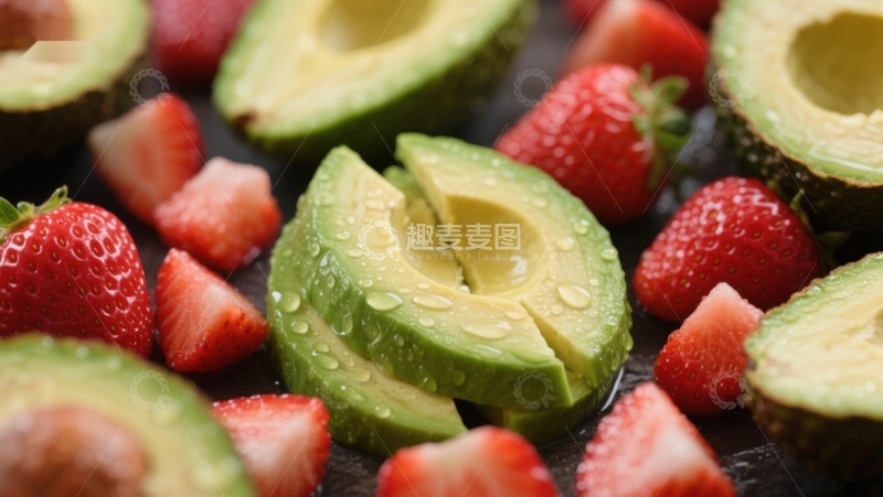 高清大图下载【趣麦麦图】新鲜草莓与牛油果的美味组合