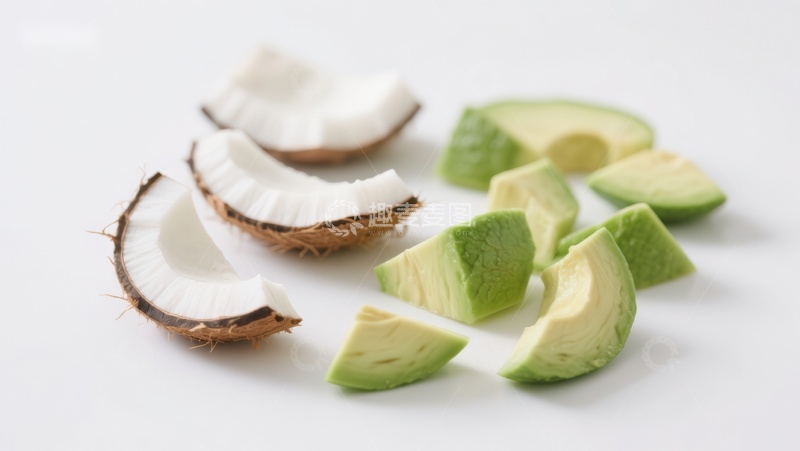 高清大图下载【趣麦麦图】椰子与牛油果切片对比