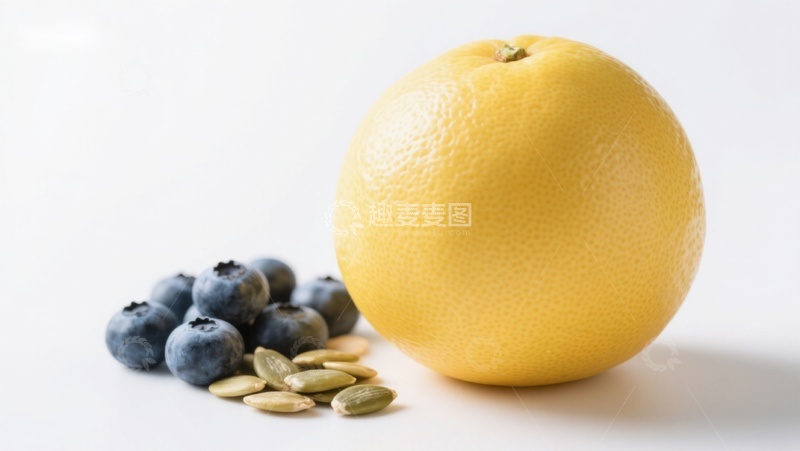 高清大图下载【趣麦麦图】柚子、蓝莓与南瓜籽的组合