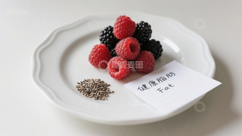 高清大图下载【趣麦麦图】健康脂肪：浆果与种子的展示
