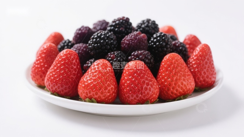 高清大图下载【趣麦麦图】新鲜草莓与黑莓的诱人组合