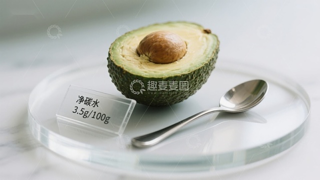 牛油果切半展示净碳水含量