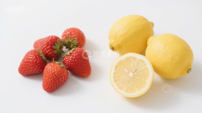 高清大图下载【趣麦麦图】新鲜草莓与柠檬的组合