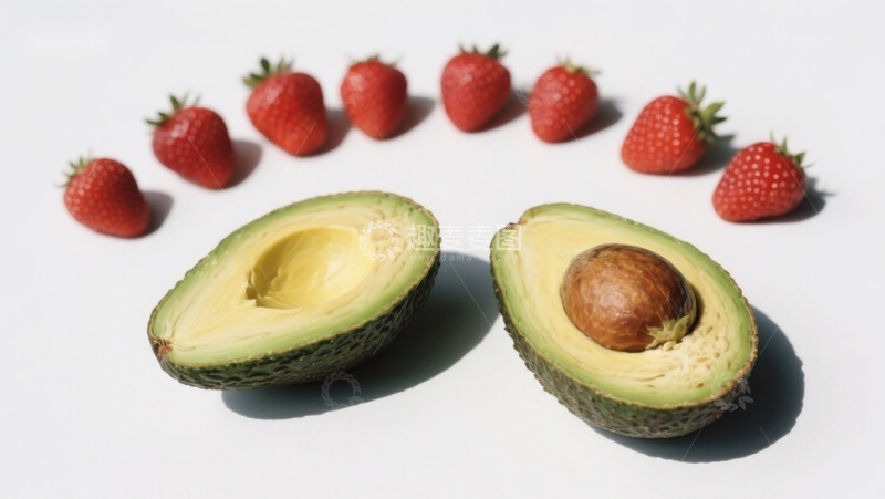 高清大图下载【趣麦麦图】切开的牛油果与草莓排列